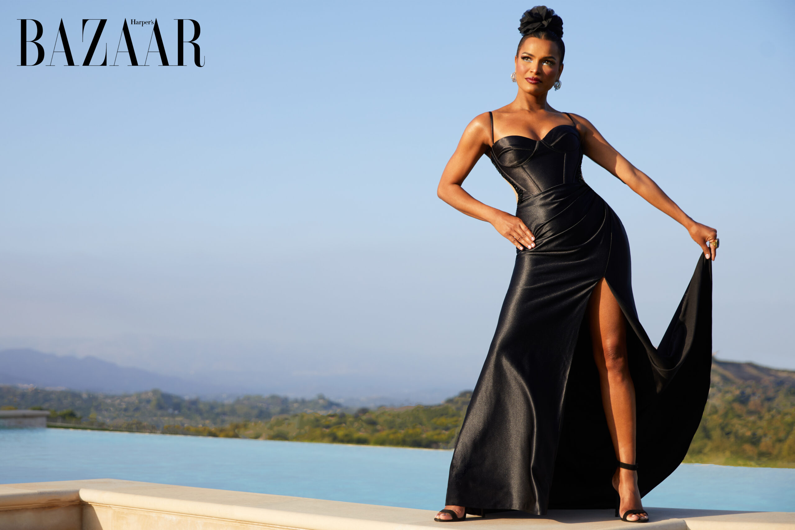 Model Tabassum Hughes poses for Harper's Bazaar Photoshoot, Calabasas California. Photography by Jim Jordan